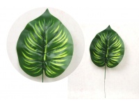 Liść SERCE gumowany 35 cm liść 20x17 cm ZIELONY z jasnymi żebrami