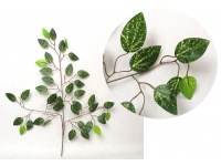 Liść silikonowy 3-ramienny FIKUS, BENJAMIN 60 cm zielony nakrapiany - 1 szt