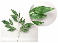 Liść silikonowy 3-ramienny MANGO 70 cm zielono biały nakrapiany - 1 szt