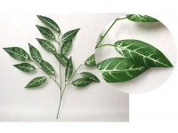 Liść silikonowy 3-ramienny MANGO 70 cm zielony z białymi żebrami - 1 szt