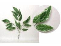 Liść silikonowy 3-ramienny MANGO 70 cm zielony z białymi brzegami - 1 szt