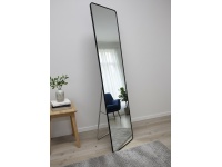 Lustro stojące, ścienne PROSTOKĄTNE 146x36 cm aluminiowa rama CZARNE