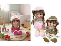 Maskotka DZIEWCZYNKA w pluszowej sukience z pepitką 40 cm MIX KOLOR