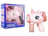 Maszynka, pistolet do baniek mydlanych JEDNOROŻEC 20x16 cm RÓŻ