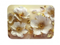 Mata stołowa 40x30 cm BIAŁE MAGNOLIE Z ZŁOTYMI BRZEGAMI, ZŁOTE LIŚCIE