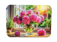 Mata stołowa 40x30 cm BUKIET PIWONIE RÓŻOWE W WAZONIE