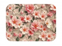 Mata stołowa 40x30 cm MAGNOLIE JASNO RÓŻOWE, LISTKI, BEŻOWE TŁO