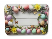 Mata stołowa 40x30 cm PISANKI PASTELOWE, ŻONKILE NA DREWNIANYM TLE