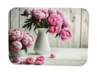 Mata stołowa 40x30 cm RÓŻOWE PEONIE PIWONIE W BIAŁYM WAZONIE
