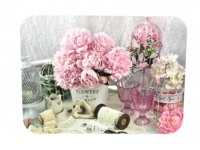 Mata stołowa 40x30 cm RÓŻOWE PIWONIE I HORTENSJE, KLATKI, KIELISZKI, SERCE
