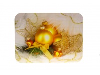 Mata stołowa 40x30 cm ZŁOTE BOMBKI Z GWIAZDAMI I KOKARDĄ