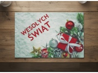 Mata stołowa- tw. sztuczne PROSTOKĄTNA 45x30 cm zielona WESOŁYCH ŚWIĄT