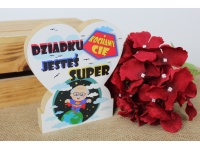 mdf Statuetka 15,5x14x2 cm DZIADKU JESTEŚ SUPER Kochamy Cię... #0224