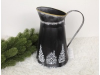 Metalowa KONEWKA-DZBANEK zimowy wzór 27x22x13,5 cm - CZARNA