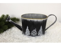 Metalowa KONEWKA zimowy wzór 40x16x11,5 cm - CZARNA