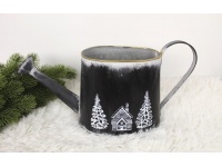 Metalowa KONEWKA zimowy wzór 37x18x10 cm - CZARNA