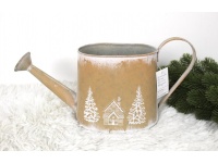 Metalowa KONEWKA zimowy wzór 37x18x10 cm - KREMOWA