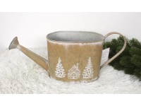 Metalowa KONEWKA zimowy wzór 40x16x11,5 cm - KREMOWA