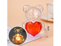 Miś, niedźwiadek 8x7 cm LED TRANSPARENTNY z czerwonym sercem