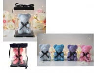 Miś, niedźwiadek z cekinkami i kokardką w pudełku 20x15x15 cm