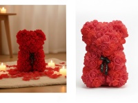 Miś, niedźwiadek z czerwonych piankowych róż 23 cm