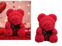 Miś, niedźwiadek z czerwonych piankowych róż i czarną kokardą 35 cm