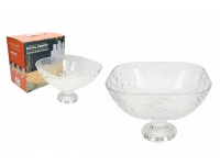 Miska szklana na nóżce tłoczony wzór młotkowany 20x20x14 cm