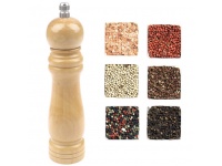 Młynek drewniany tradycyjny do pieprzu, soli jasne drewno, ceramiczne ostrze 20x5 cm