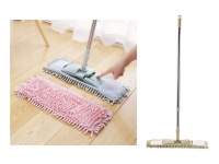 Mop płaski mikrofibra z frędzelkami + kij teleskopowy PASTELOWY BEŻ 130 cm