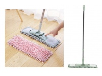Mop płaski mikrofibra z frędzelkami + kij teleskopowy PASTELOWY ZIELONY 130 cm