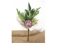 mp Bukiet mieszany RÓŻA piankowa wys. 38 cm (kwiat 8x5 cm) FIOLETOWA