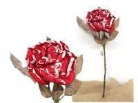 mp Kwiat RÓŻA piankowa zasuszona wys. 45 cm (kwiat 12x7 cm, 1 pąk) CZERWONA