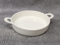 Naczynie ceramiczne OKRĄGŁE z uszami 30x23x6 cm BIAŁE