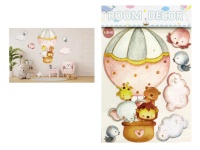 Naklejki na ścianę, piankowe ZWIERZĘTA W BALONIE 48x31,5 cm