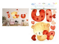 Naklejki na ścianę, piankowe MIŚ SERCA na blistrze 48x31,5 cm