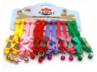 Obroża dla psa, zwierząt z kokardką i dzwoneczkiem z regulacją 19-32x1 cm mix kolor - 1 szt