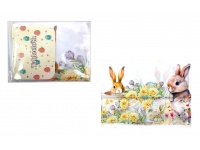 Obrus wielkanocny 220x140 cm ZAJĄCE z kwiatami