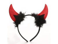Opaska na głowę DIABEŁEK z brokatowymi rogami