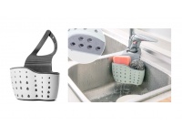 Organizer, ociekacz na zmywaki plastik-silikon grafit-biały 15x9 cm