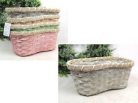 Osłonka bambusowa owalna ze zdobieniem i folią MIX KOLOR 32x17x14 cm