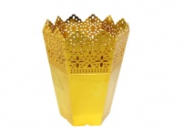 Osłonka, doniczka dekoracyjna sześciokątna AŻUR ZŁOTA plastik 14x11 cm