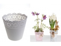 Osłonka, doniczka CORONA biała PRYMULKA 10,5x10,5 cm - 1 szt