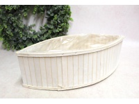 Osłonka drewniana ŁEZKA z folią 47x17x13 cm BIELONA