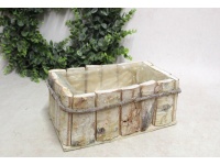 Osłonka drewniana PROSTOKĄTNA z folią 25x15x10 cm - brazowo-biała