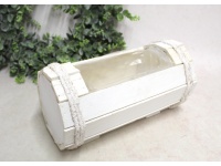 Osłonka drewniana SKRZYNECZKA WALEC z folią 30x15x14 cm - biała