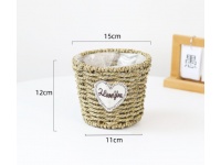 Osłonka, koszyk pleciony z trawy, z folią, stelaż z drutu STOŻEK 15x12x11 cm