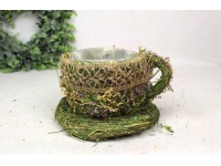 Osłonka mech, gałązki suszone kwiaty, juta FILIŻANKA 23x20x13