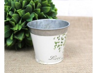 Osłonka metalowa okrągła 9x8 cm - ZIELONE LISTKI LOVE