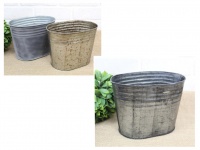 Osłonka metalowa OWALNA tłoczone 3 paski 20x15x14 cm - mix kolor