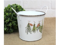 Osłonka metalowa z przetarciami okrągła z rączkami 20x16x13 cm - ZIOŁA